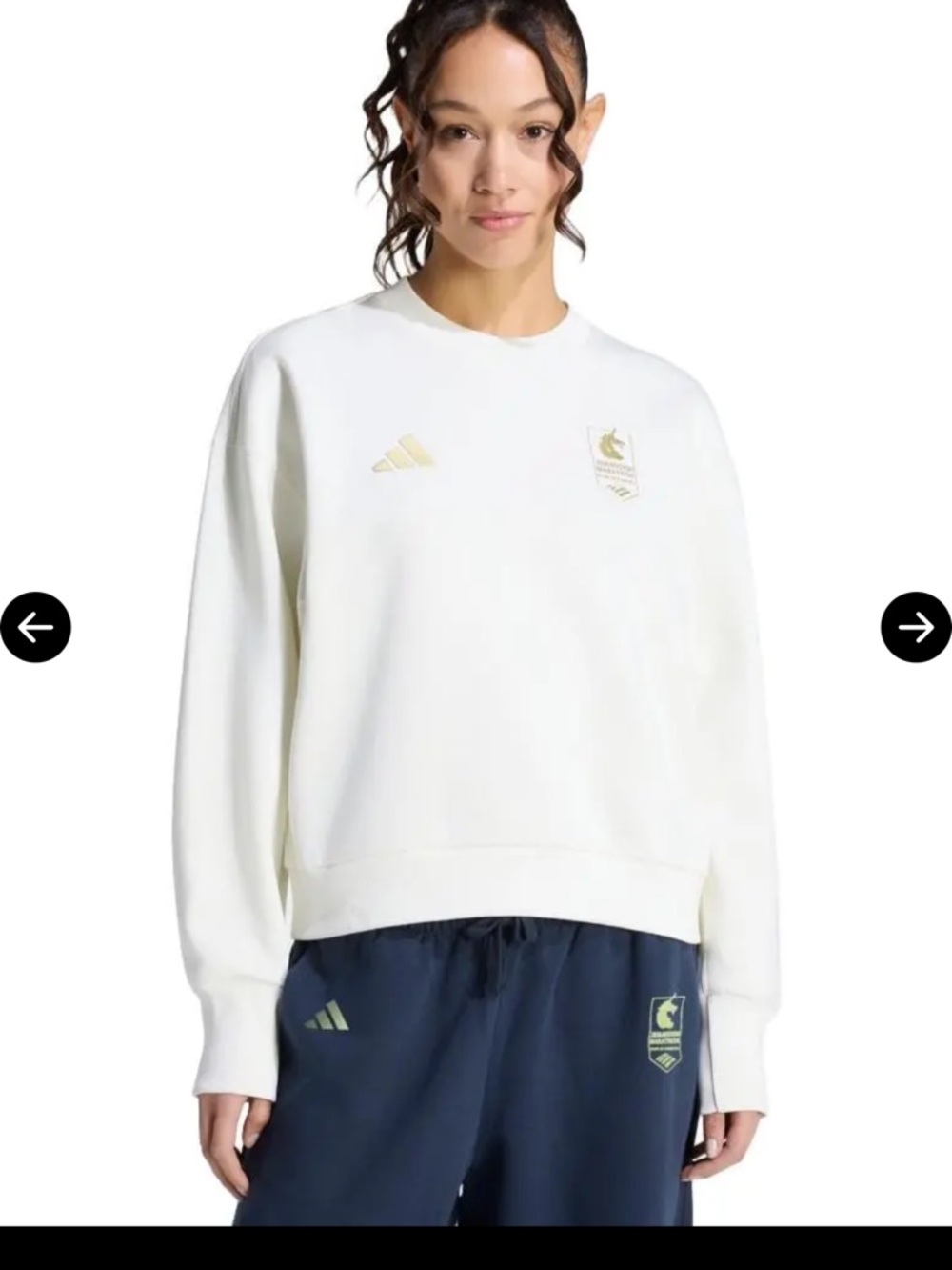 2026 Boston Marathon adidas Women’s Cream Crewneck Sweatshirt